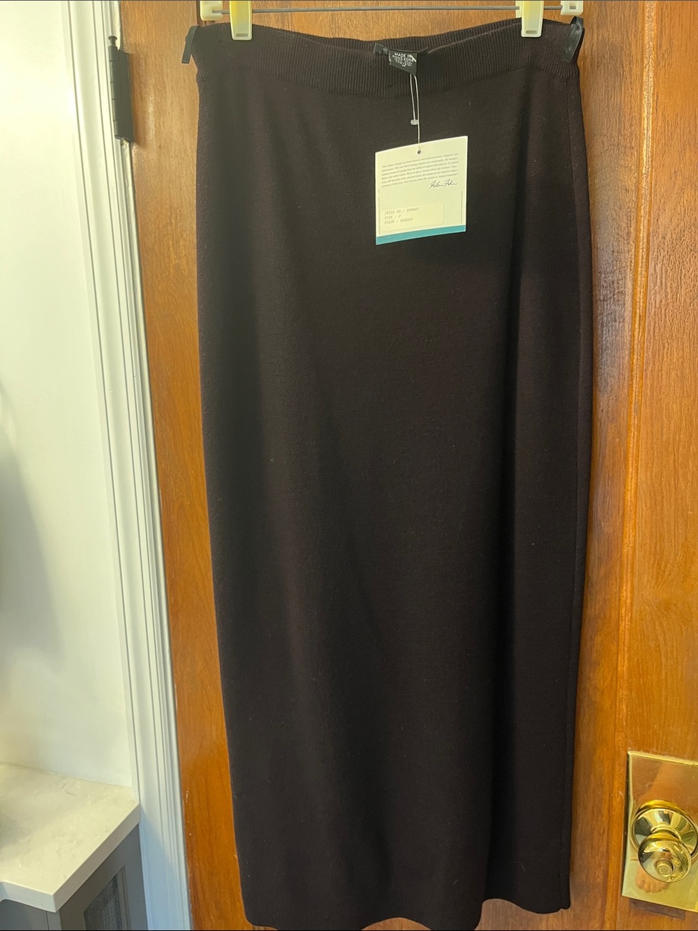 Eileen Fisher Made in Hong Kong Dark Brown 100% MerinoWool Maxi Skirt M